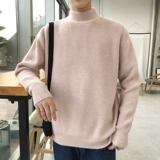 Осенний брендовый мужской трикотажный трендовый базовый приятный телу свитер, высокий воротник