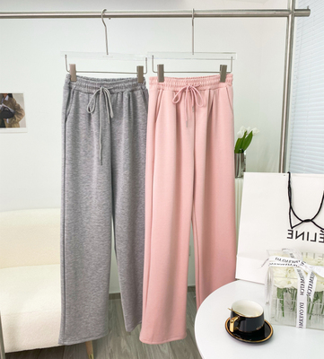 taobao agent Pink high -waist wide -leg pants female spring and summer ins, loose wild breeze casual mop long pants children