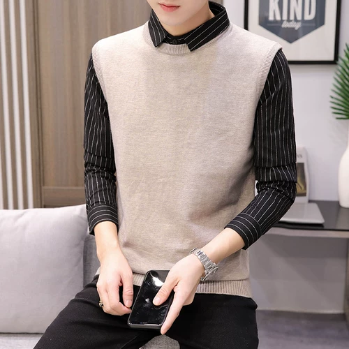 Брендовый демисезонный свитер, трикотажная рубашка, трендовый флисовый комплект, футболка, в корейском стиле