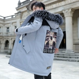 Мужской пуховик с пухом, длинная демисезонная утепленная куртка, средней длины