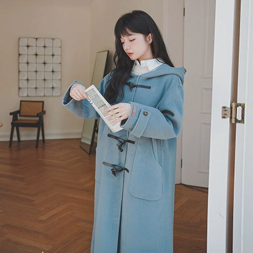 Шерстяное пальто, зимняя куртка для отдыха с капюшоном, коллекция 2022, в корейском стиле