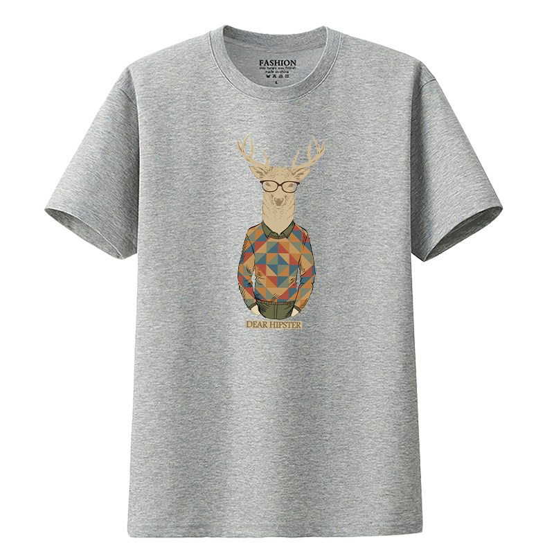 布静观印花纯棉宽松短袖T恤