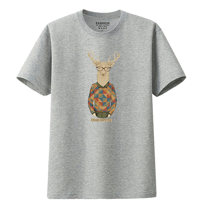 短袖印花纯棉T恤男士宽松夏季