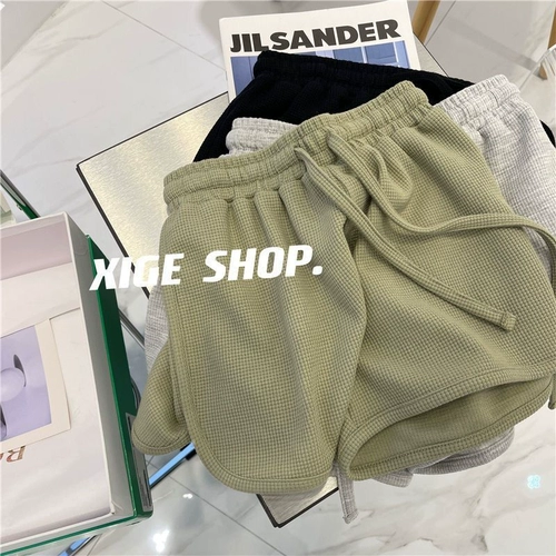 Зеленые шорты для отдыха, штаны, высокая талия, свободный крой