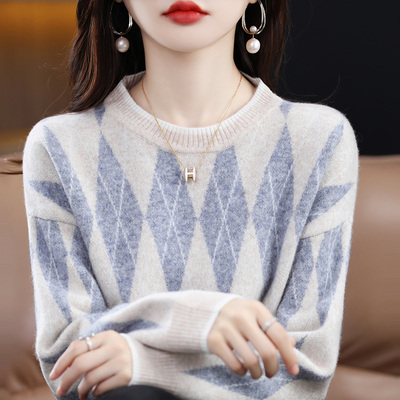 taobao agent Woolen sweater, knitted demi-season velvet long-sleeve, 100 sample, round collar, long sleeve