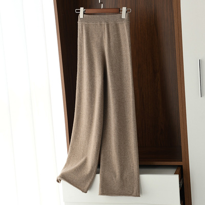 taobao agent Autumn and winter new 100%pure wool loose wide -leg pants Female high waist high waist thickened small foot pants commute cashmere trousers