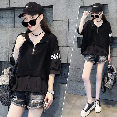 Черная летняя короткая сексуальная футболка, коллекция 2021, оверсайз