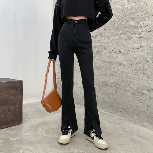 Джинсовые весенние джинсы, штаны, высокая талия, свободный прямой крой