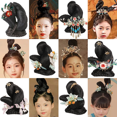 taobao agent Feitian Bao Dunhuang Dance Performance Fairy Hair Type Headwear Wig Paper Children's Ancient Wind Style Wig Wig Girls