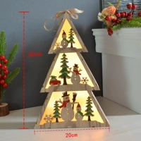 Деревянный светящийся фонарь украшения рождественская елка снеговик (большой)