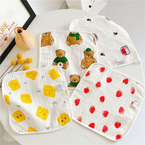 Хлопковый марлевый детский слюнявчик для умывания, гигиенический флуоресцентный носовой платок для младенца для кормящих грудью