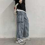 Прямые свободные джинсы, осенние штаны в стиле хип-хоп, свободный крой