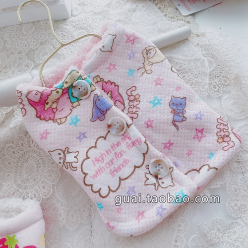 Клубника, удерживающий тепло мультяшный жилет, пряжка, демисезонный пуховик, домашний питомец, кот, увеличенная толщина