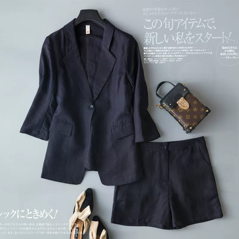 Suit, summer thin set, oversize, cotton and linen