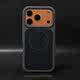 Minimalist Matte Dark Gray Orange Camera Magsafe Liquid Silicone Phone Case for iPhone 17, 16, 15, 14 and 13