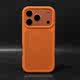 Minimalist Matte Dark Gray Orange Camera Magsafe Liquid Silicone Phone Case for iPhone 17, 16, 15, 14 and 13