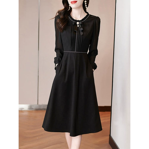 Осенний лонгслив, элитная черная юбка, коллекция 2023, в западном стиле, французский стиль