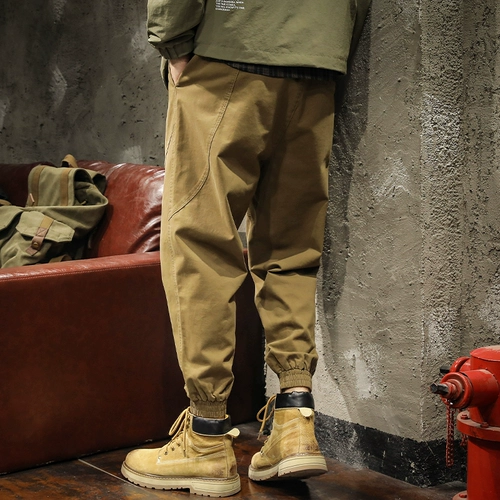 Хаки осенние хлопковые штаны для отдыха, европейский стиль, оверсайз