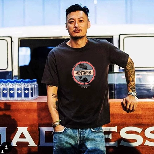 Мужская летняя хлопковая футболка, в американском стиле, короткий рукав