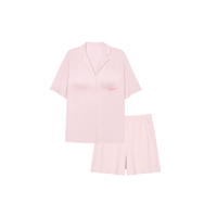 【Шорты с короткими рукавами】 Женский стиль с персиковым порошком чашки-открытого света