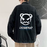 Японская ретро джинсовая трендовая куртка для школьников и студентов, с медвежатами, большой размер