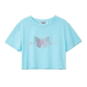 Lolypop nữ bướm in áo thun ngắn tay mùa hè mới thời trang ngắn rời đầu - Áo phông