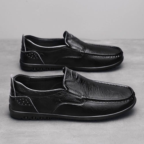 Обувь, летние дышащие мужские туфли для отдыха для кожаной обуви, коллекция 2023, из натуральной кожи