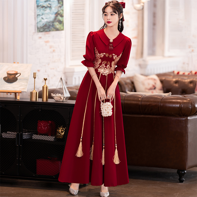  3 wine red short -sleeved long style YS927+S size is small, please ask customer service   + $1.10 