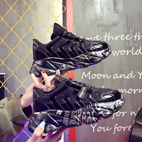 Удерживающая тепло флисовая повседневная обувь на платформе, 2020, осенняя, популярно в интернете