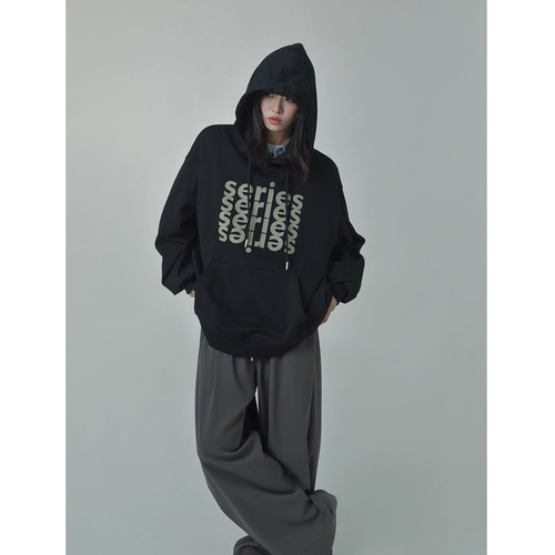 Толстовка с капюшоном, спортивный комплект для отдыха, куртка, 14 года, осенняя, свободный крой