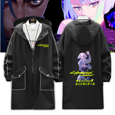 taobao agent Cyberpunk marginal actor anime game Lucy male and girls casual mid -length trench coat cotton jacket wy