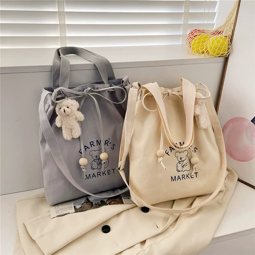 Шоппер, универсальная вместительная и большая японская сумка на одно плечо, льняная сумка, в корейском стиле