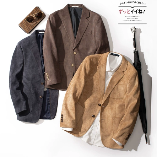 Демисезонный бархатный ретро японский пиджак классического кроя