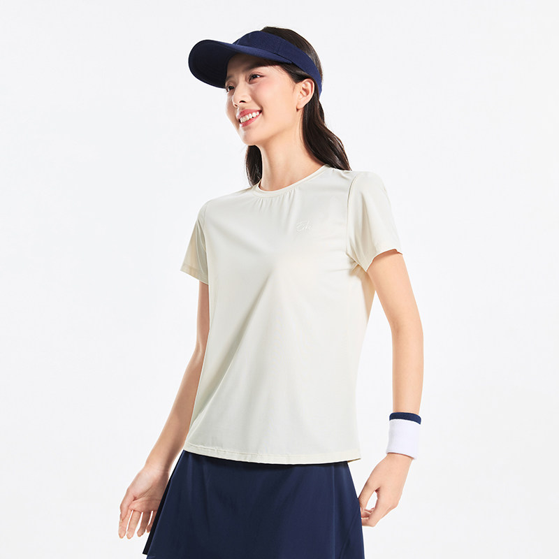 鸿星尔克羽毛球服女2026夏季新款女士冰丝速干衣运动透气短袖t恤