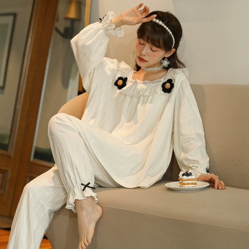 Осенняя летняя пижама, тонкий хлопковый лонгслив, нарукавники, милый комплект, коллекция 2022, популярно в интернете