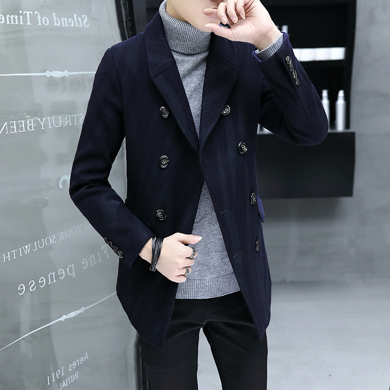 Autumn mid-length windbreaker men's 2020 Korean style slim casual jacket student male coat personality trend clothes