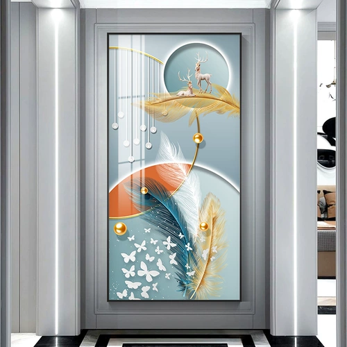 Фулу делится нордическим световым роскошным крыльцом декоративная живопись абстрактная перья фэнтезийные висящие рисование коридор Расширщик