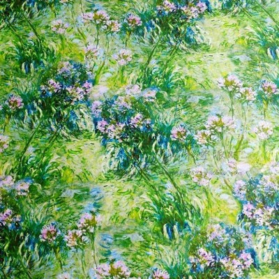 taobao agent Wide 105 Customized flat cotton cloth Oil Green Flower Field Monet Painting Impressionism Moom Color Handmade shirt