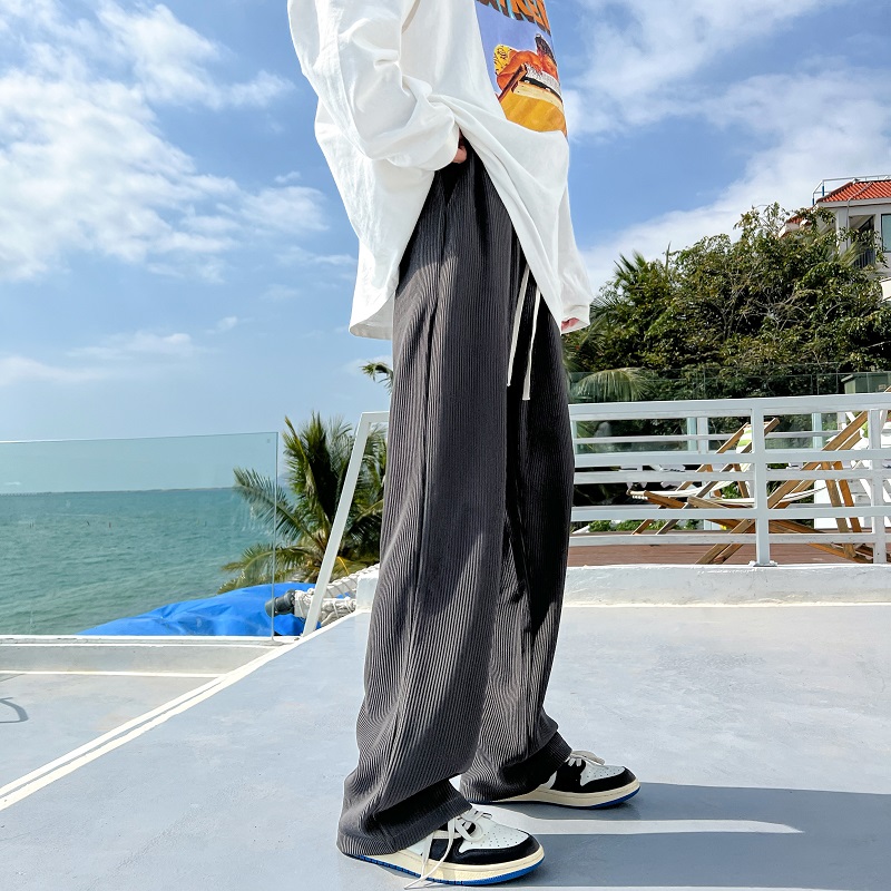 thumbnail for Drooping cool ice silk pants men's summer thin section high-end Korean version trend straight loose wide-leg casual trousers