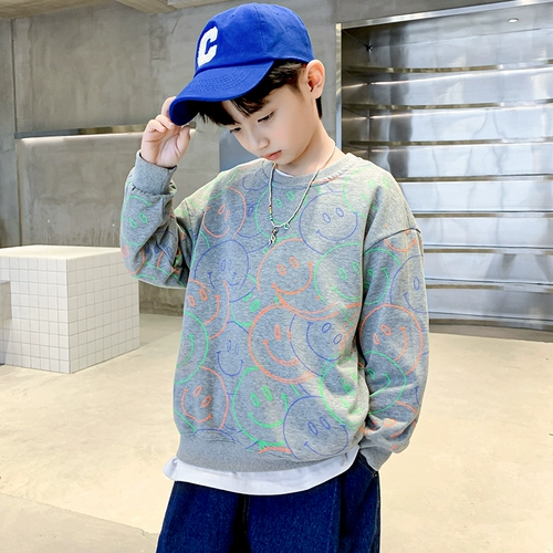 Весенний хлопковый лонгслив для мальчиков, толстовка, весенняя форма для отдыха, коллекция 2022, подходит для подростков, в корейском стиле, круглый воротник