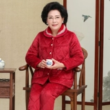 Зимняя флисовая коралловая бархатная пижама, стеганый демисезонный комплект для пожилых людей для матери, увеличенная толщина, для среднего возраста