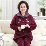 Зимняя флисовая коралловая бархатная пижама, стеганый демисезонный комплект для пожилых людей для матери, увеличенная толщина, для среднего возраста
