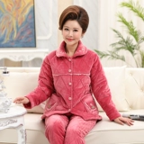 Зимняя флисовая коралловая бархатная пижама, стеганый демисезонный комплект для пожилых людей для матери, увеличенная толщина, для среднего возраста