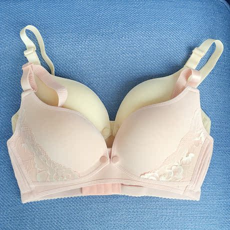 孕妇内衣胸罩怀孕期纯色蕾丝聚拢防下垂乳罩前开扣式产后喂奶文胸