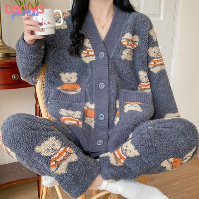 taobao agent Flannel demi-season insulated pijama, keep warm coral velvet uniform, can be worn over clothes