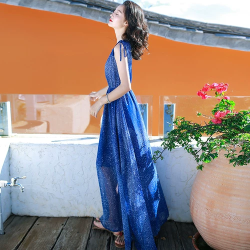 Приталенная длинная юбка, летнее шифоновое пляжное платье, французский стиль