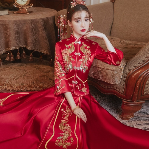 Традиционный свадебный наряд Сюхэ, свадебное платье, летнее вечернее платье, простой крой, китайский стиль, 2021 года, по фигуре