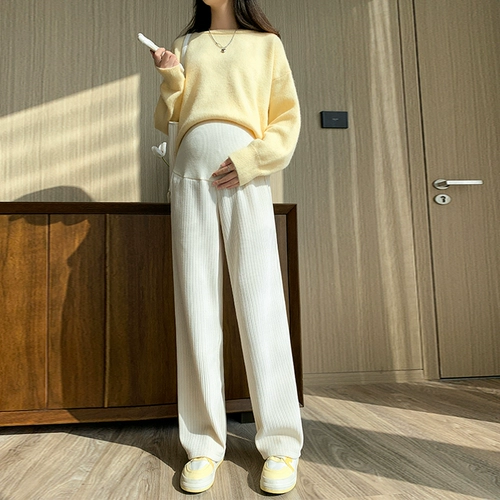 Демисезонные штаны, утепленный пуховик для беременных, свободный прямой крой