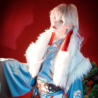 taobao agent [Big and also] Universal ancient style Hanfu COS daily high -level wolf tail roller wig teenager guys white alien feel