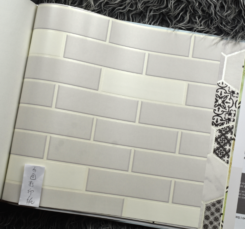 [USD 91.73] Korean imported wallpaper black and white plaid tile